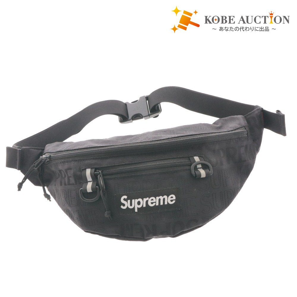 ■ Supreme シュプリーム ウェストポーチ ウェストバッグ 鞄 ファスナー ポケット メンズ ブラック