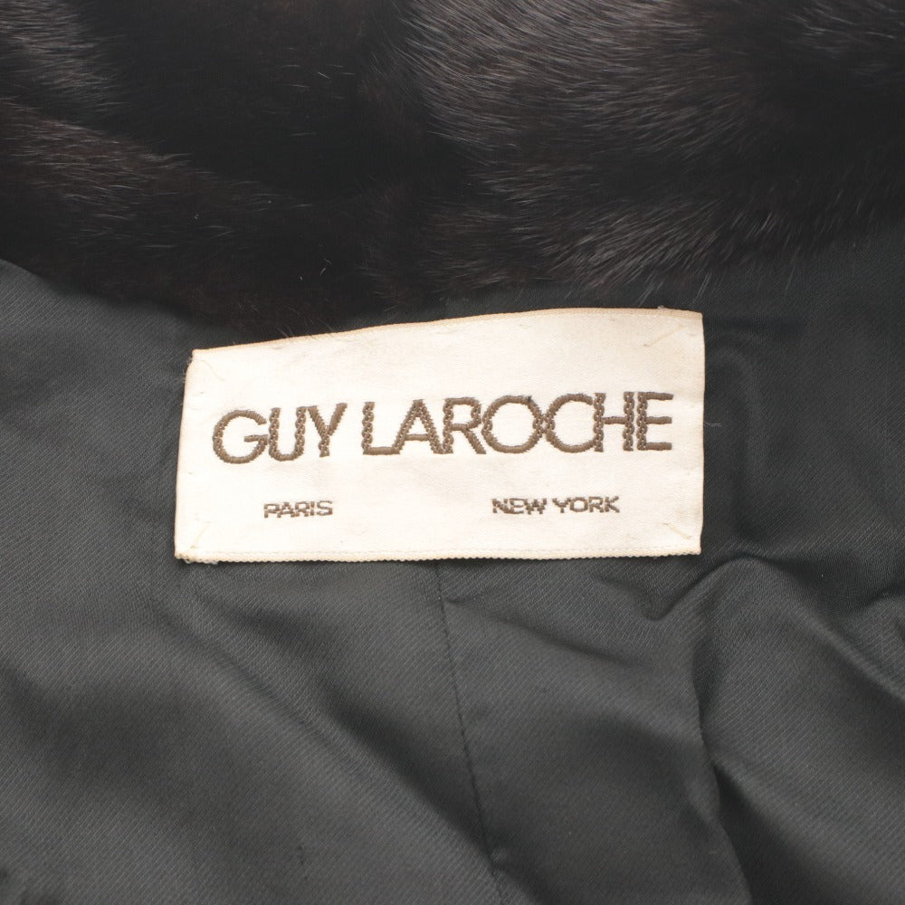 ■ Guy Laroche ギラロッシュ セミ ロングコート アウター ブラックグラマ レディース ダークブラウン系