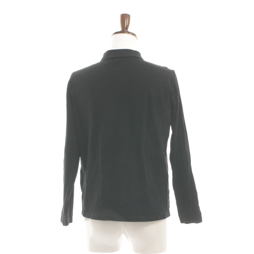 ■ PRADA プラダ Tシャツ トップス 長袖 襟 ボタン 無地 メンズ M ブラック