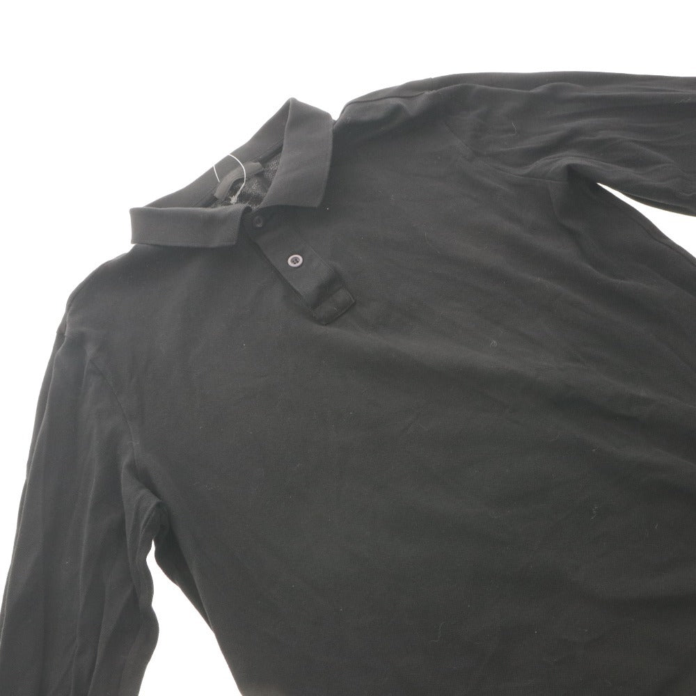 ■ PRADA プラダ Tシャツ トップス 長袖 襟 ボタン 無地 メンズ M ブラック