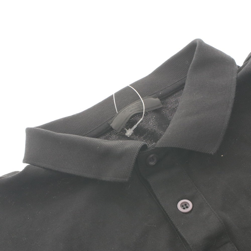 ■ PRADA プラダ Tシャツ トップス 長袖 襟 ボタン 無地 メンズ M ブラック