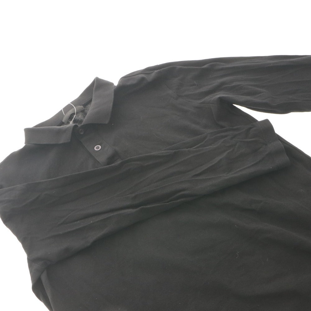 ■ PRADA プラダ Tシャツ トップス 長袖 襟 ボタン 無地 メンズ M ブラック