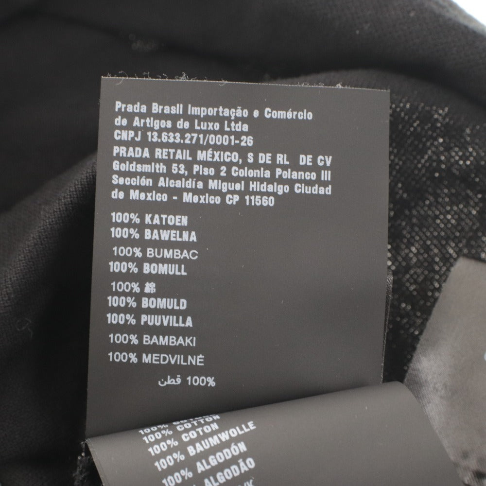 ■ PRADA プラダ Tシャツ トップス 長袖 襟 ボタン 無地 メンズ M ブラック