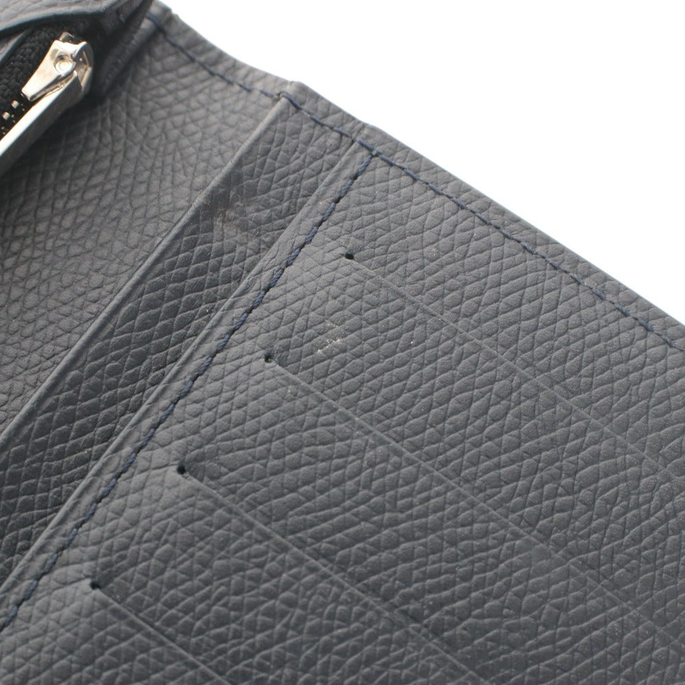 ■ Camille Fournet Long Wallet, Calf Leather x Alligator, Bill Compartment, Coin Pocket, Men's, Navy