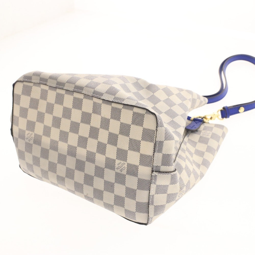 ● ルイヴィトン ダミエ・アズール ネオノエ ショルダーバッグ 鞄 ロゴ ゴールド金具 ファスナーポケット レディース ホワイト ブルー
