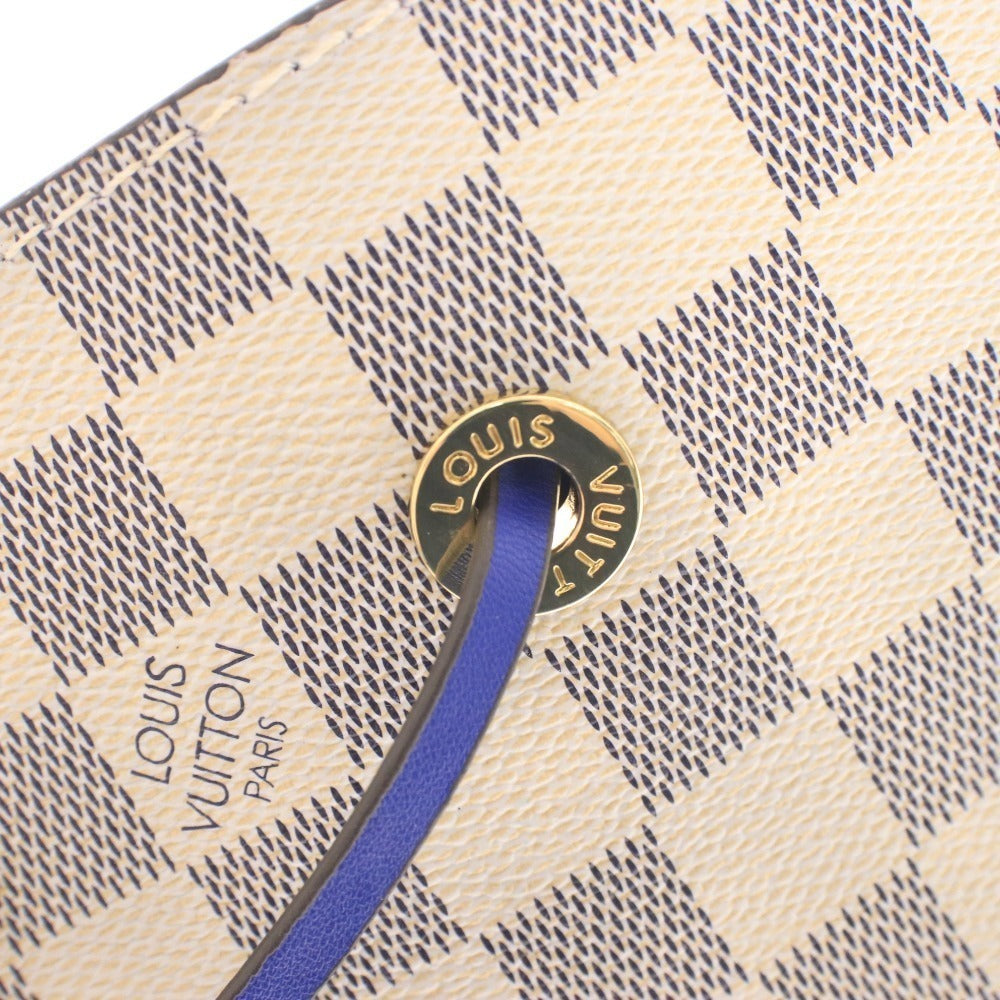 ● ルイヴィトン ダミエ・アズール ネオノエ ショルダーバッグ 鞄 ロゴ ゴールド金具 ファスナーポケット レディース ホワイト ブルー