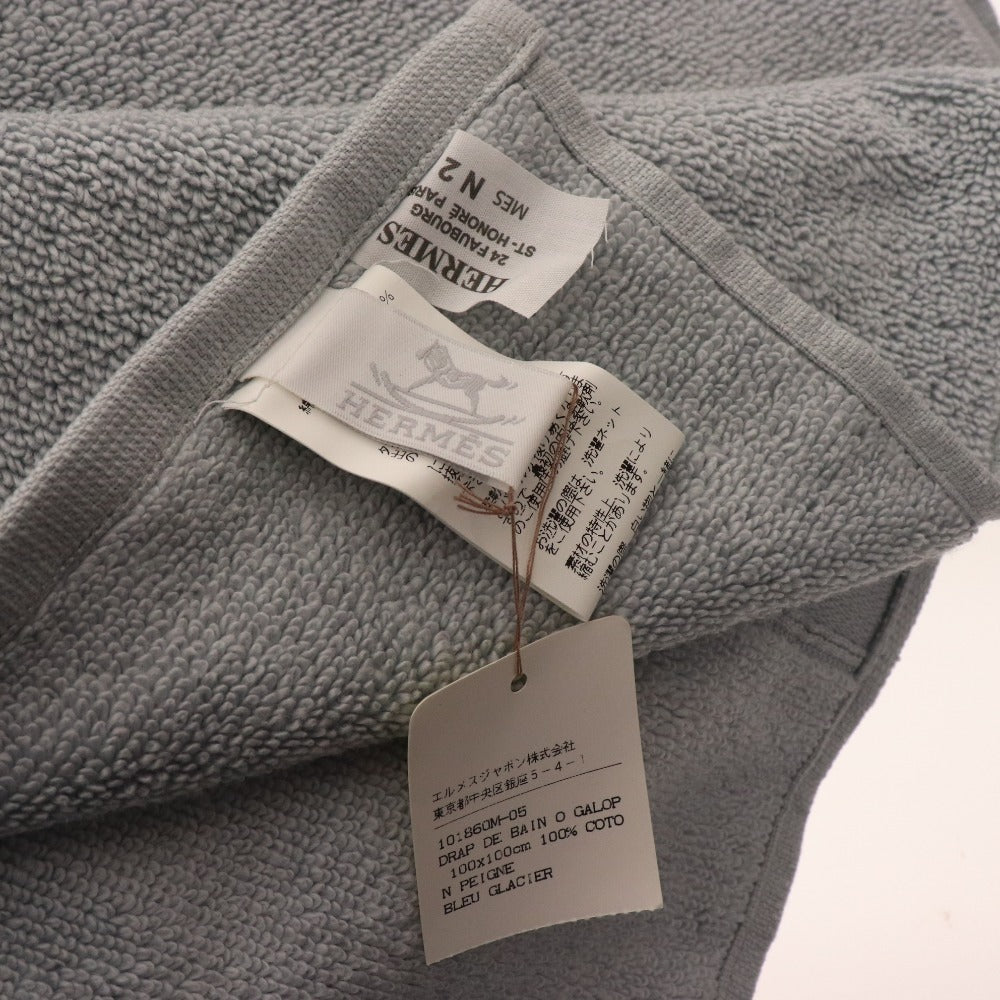 ■ Hermes bath towel, organic cotton, blanket, towel, baby towel, blue, tag, box included, unused