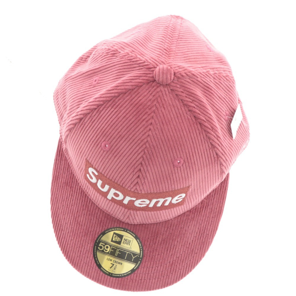 ■ Supreme Cap Hat New Era Logo Corduroy Men's 58.7cm Red