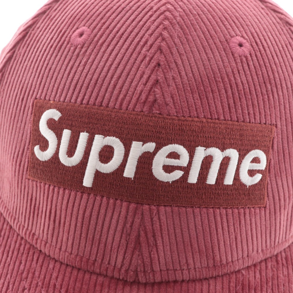 ■ Supreme Cap Hat New Era Logo Corduroy Men's 58.7cm Red