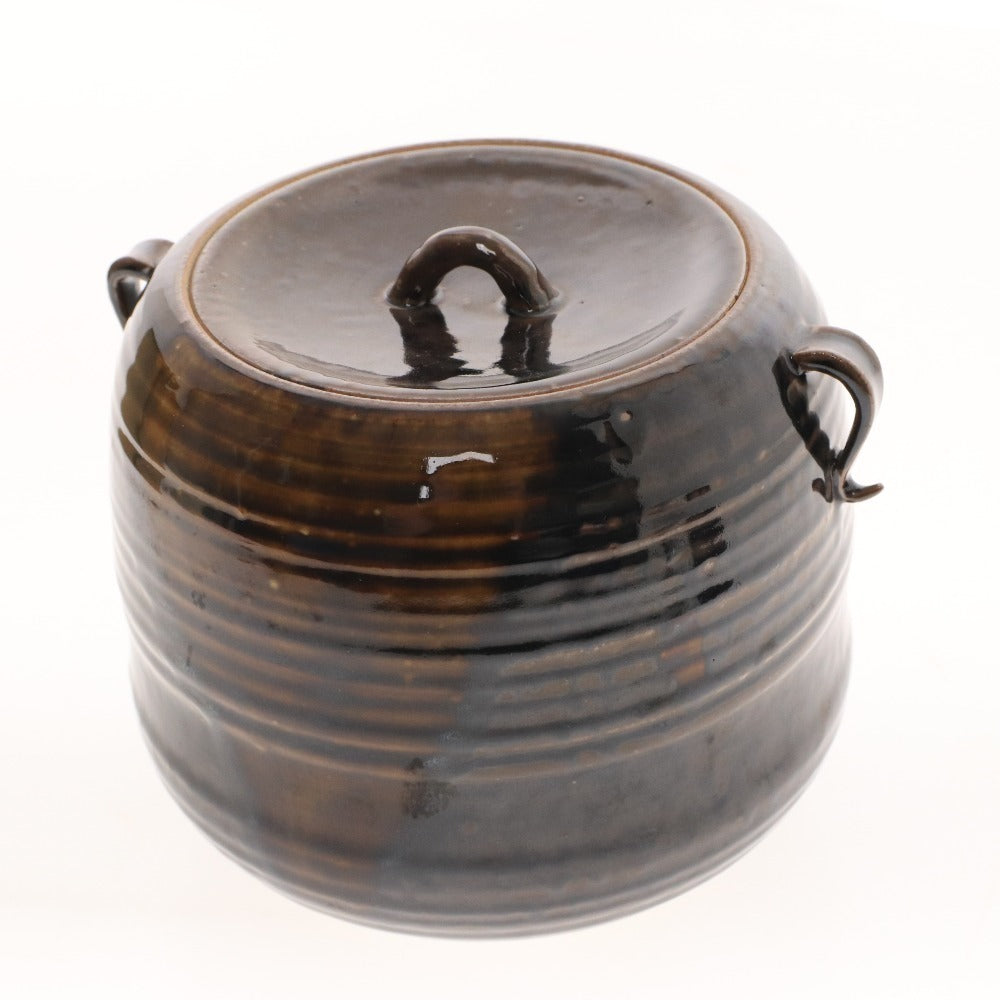 ■ 陽炎園 茶道具 水指 膳所焼 日本文化 和 茶席 木箱付き