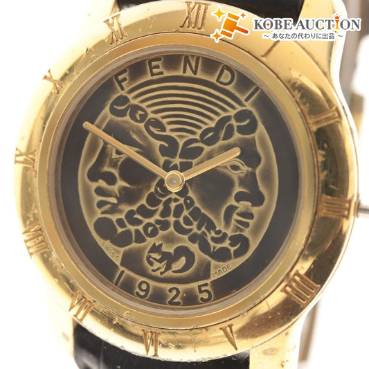 ■ フェンディ 腕時計 800G クォーツ 33.2g メンズ ゴールド 文字盤 ブラック 付属品付き ジャンク