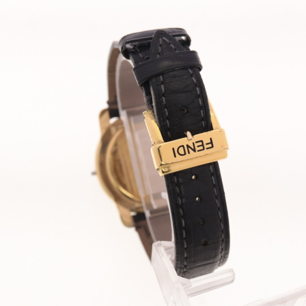 ■ フェンディ 腕時計 800G クォーツ 33.2g メンズ ゴールド 文字盤 ブラック 付属品付き ジャンク