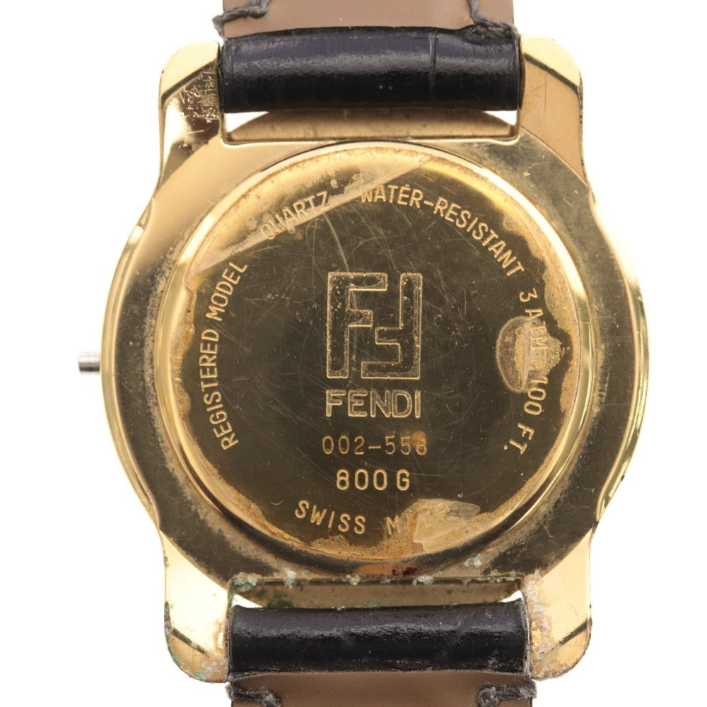 ■ フェンディ 腕時計 800G クォーツ 33.2g メンズ ゴールド 文字盤 ブラック 付属品付き ジャンク