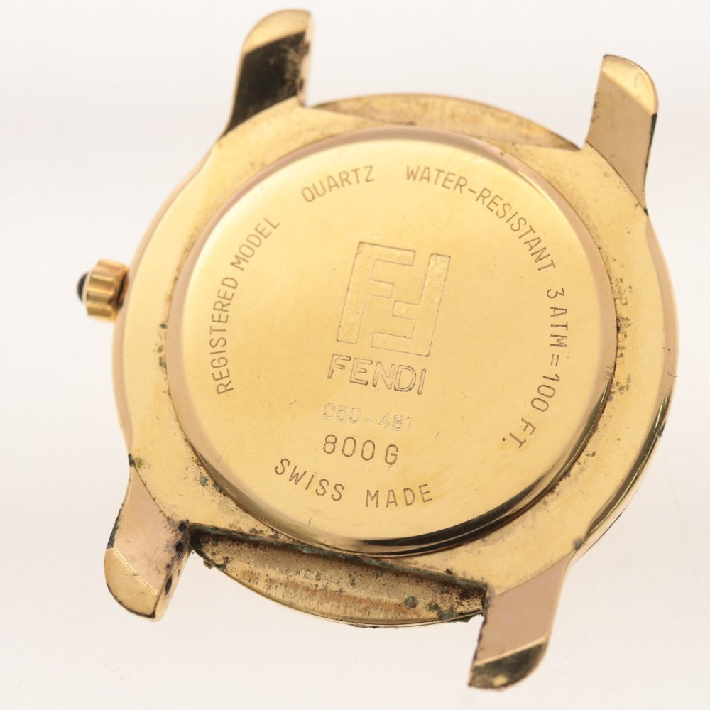 ■ フェンディ 腕時計 800G クォーツ 33.2g メンズ ゴールド 文字盤 ブラック 付属品付き ジャンク