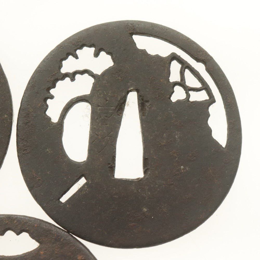 ■ 鍔 つば 5点セット 刀装具 日本刀部品 武具 骨董品