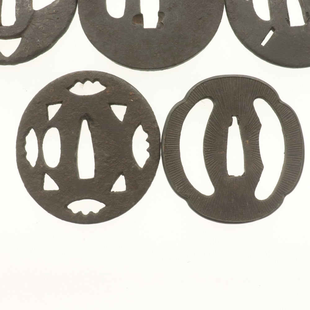 ■ 鍔 つば 5点セット 刀装具 日本刀部品 武具 骨董品