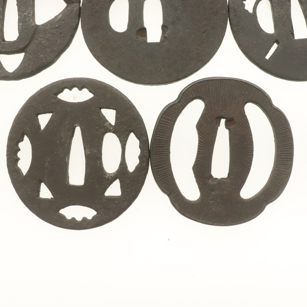 ■ 鍔 つば 5点セット 刀装具 日本刀部品 武具 骨董品