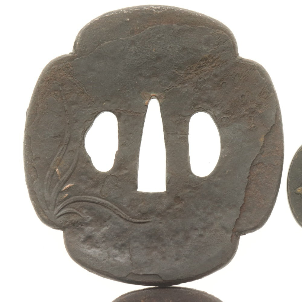 ■ 鍔 (つば) 4点セット 金細工 刀装具 日本刀部品 武具 骨董品