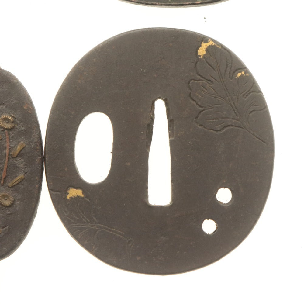 ■ 鍔 (つば) 4点セット 金細工 刀装具 日本刀部品 武具 骨董品