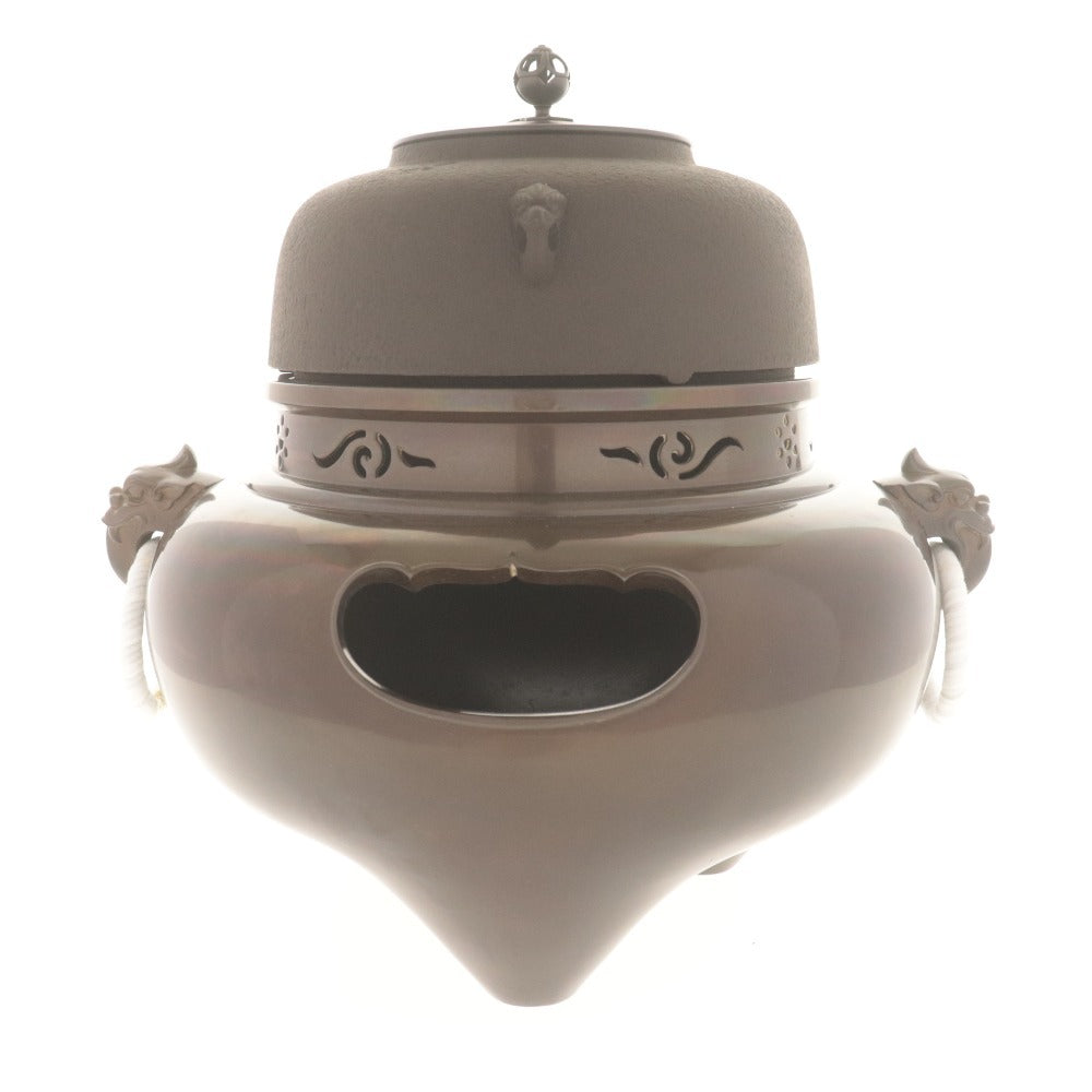 ■ Kanamori Joei Tea Kettle, Tea Utensil, Ro-kama, Metal, Traditional Craft, Art, Tea Ceremony Utensil, Length 33cm, Total Weight 8.7kg, Box Included