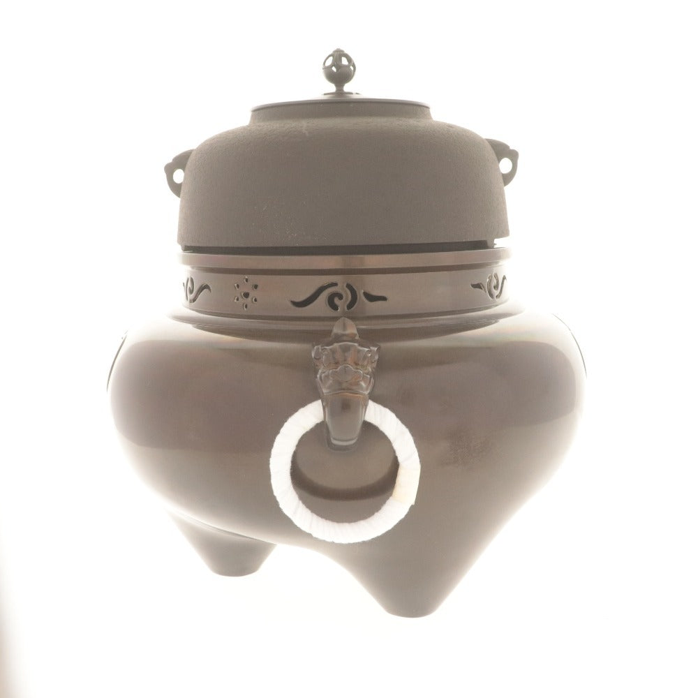 ■ Kanamori Joei Tea Kettle, Tea Utensil, Ro-kama, Metal, Traditional Craft, Art, Tea Ceremony Utensil, Length 33cm, Total Weight 8.7kg, Box Included