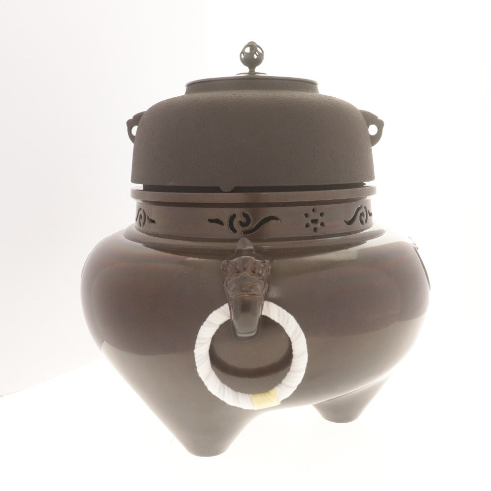 ■ Kanamori Joei Tea Kettle, Tea Utensil, Ro-kama, Metal, Traditional Craft, Art, Tea Ceremony Utensil, Length 33cm, Total Weight 8.7kg, Box Included