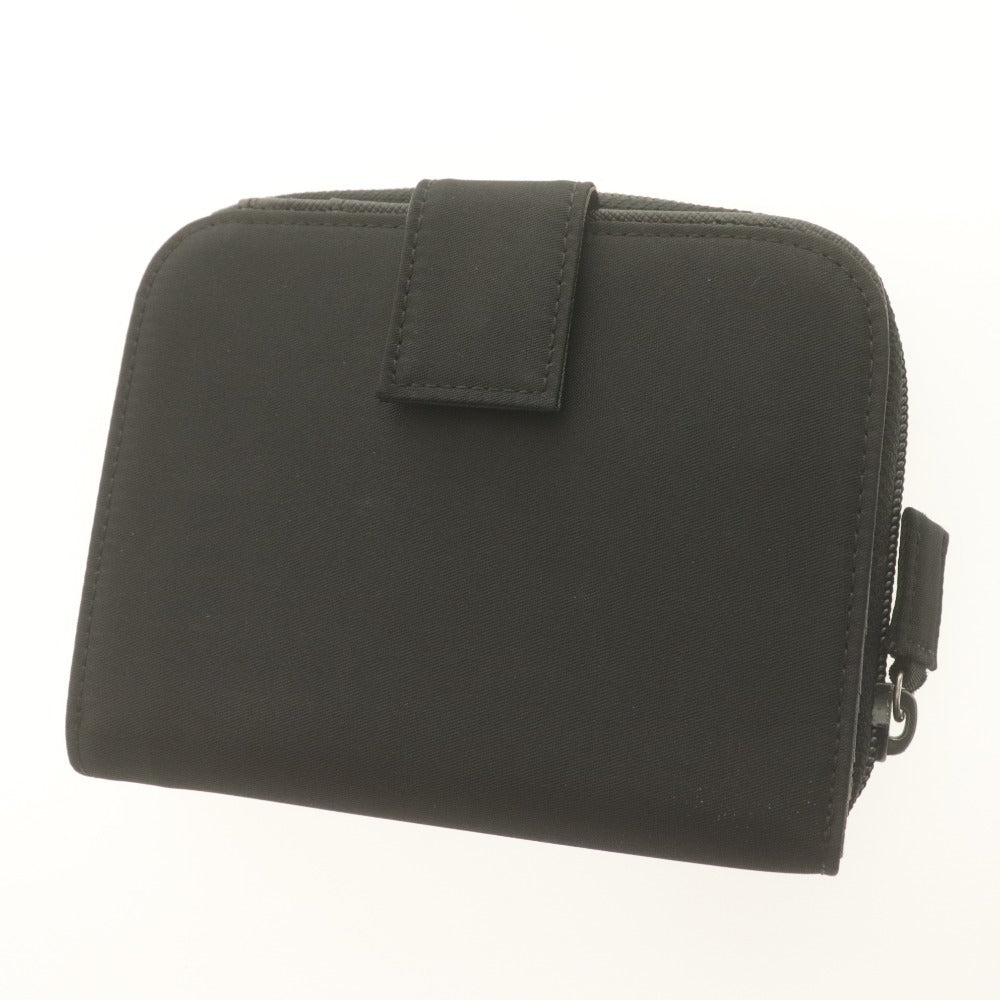 ■ PRADA プラダ 二つ折り財布 サフィアーノレザー コンパクト ラウンドジップ 三角ロゴ 小銭入れ付 メンズ レディース ブラック 付属品付