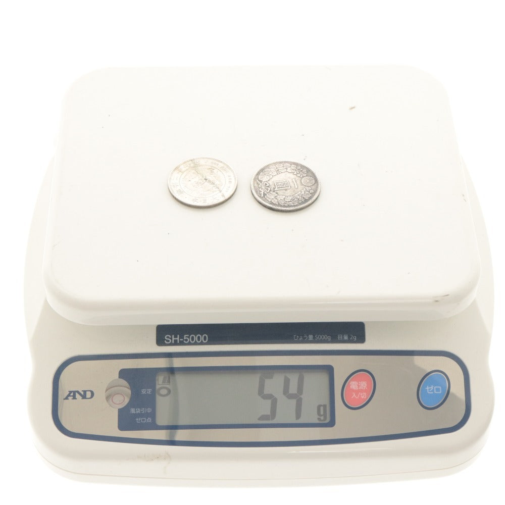 ■ 銀貨 2点セット まとめ売り 一圓 大日本 明治38年 416 ONE YEN 900 竜 重量26g 合計54g 全長3.8cm 古銭 骨董