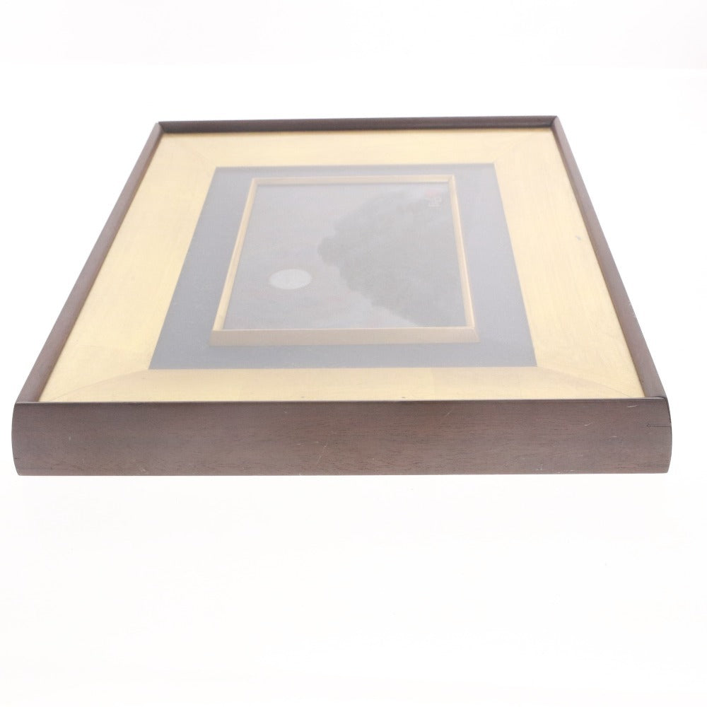 ■ 下保昭 絵画 絵 山 月 美術品 風景画 日本画 額 箱付き