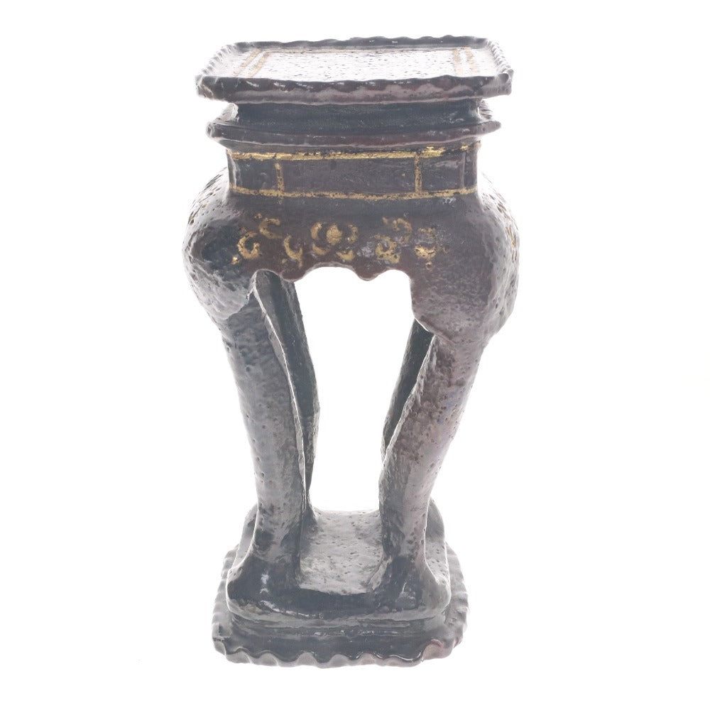 ■ 本阿弥光甫 作楽焼 陶器 高卓 花台 日本美術 手付 骨董品 時代物 美術品 古美術品 ケース 木箱付き