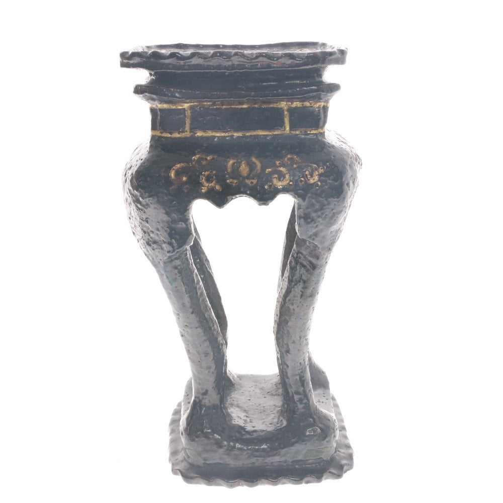 ■ 本阿弥光甫 作楽焼 陶器 高卓 花台 日本美術 手付 骨董品 時代物 美術品 古美術品 ケース 木箱付き
