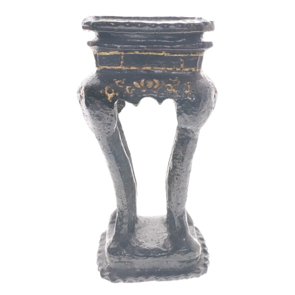 ■ 本阿弥光甫 作楽焼 陶器 高卓 花台 日本美術 手付 骨董品 時代物 美術品 古美術品 ケース 木箱付き