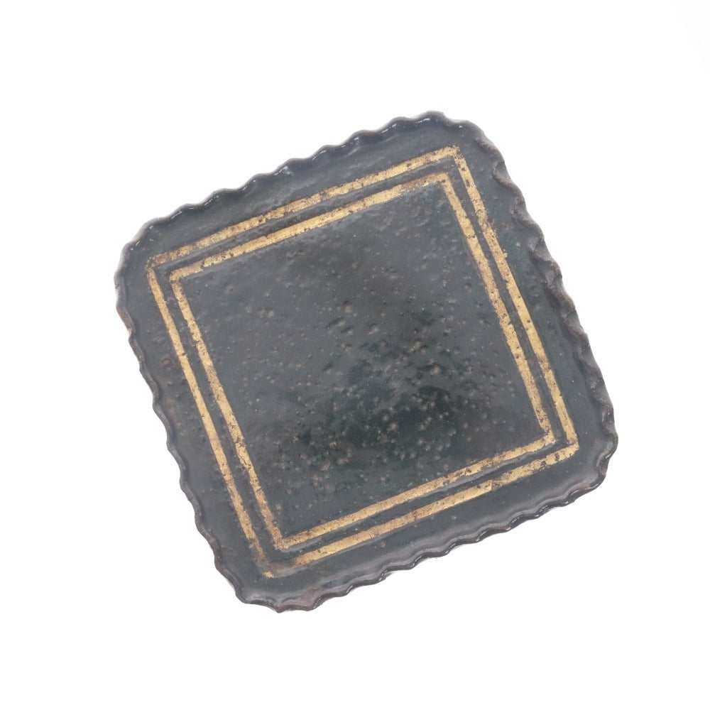 ■ 本阿弥光甫 作楽焼 陶器 高卓 花台 日本美術 手付 骨董品 時代物 美術品 古美術品 ケース 木箱付き