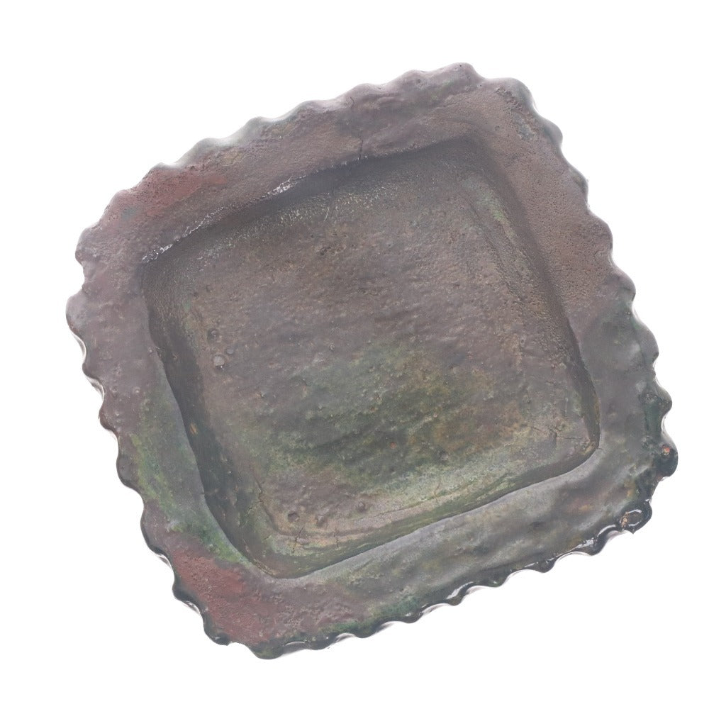 ■ 本阿弥光甫 作楽焼 陶器 高卓 花台 日本美術 手付 骨董品 時代物 美術品 古美術品 ケース 木箱付き