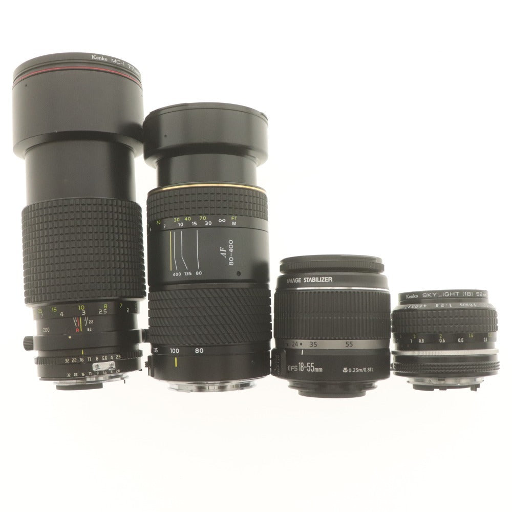 ■ ニコン フィルムカメラ＆レンズ 5点セット まとめ売り FA 55mm 1:3.5 一眼レフ/Tokina AT-X 80-200mm 1:2.8/AF/CANON/Kenko 等 動作品