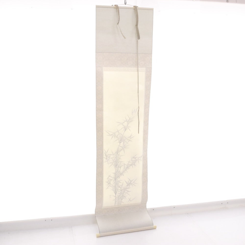 ■ Hanging scroll: Toshoko, Morning Moon and Bamboo, antique, half-size, with wooden box