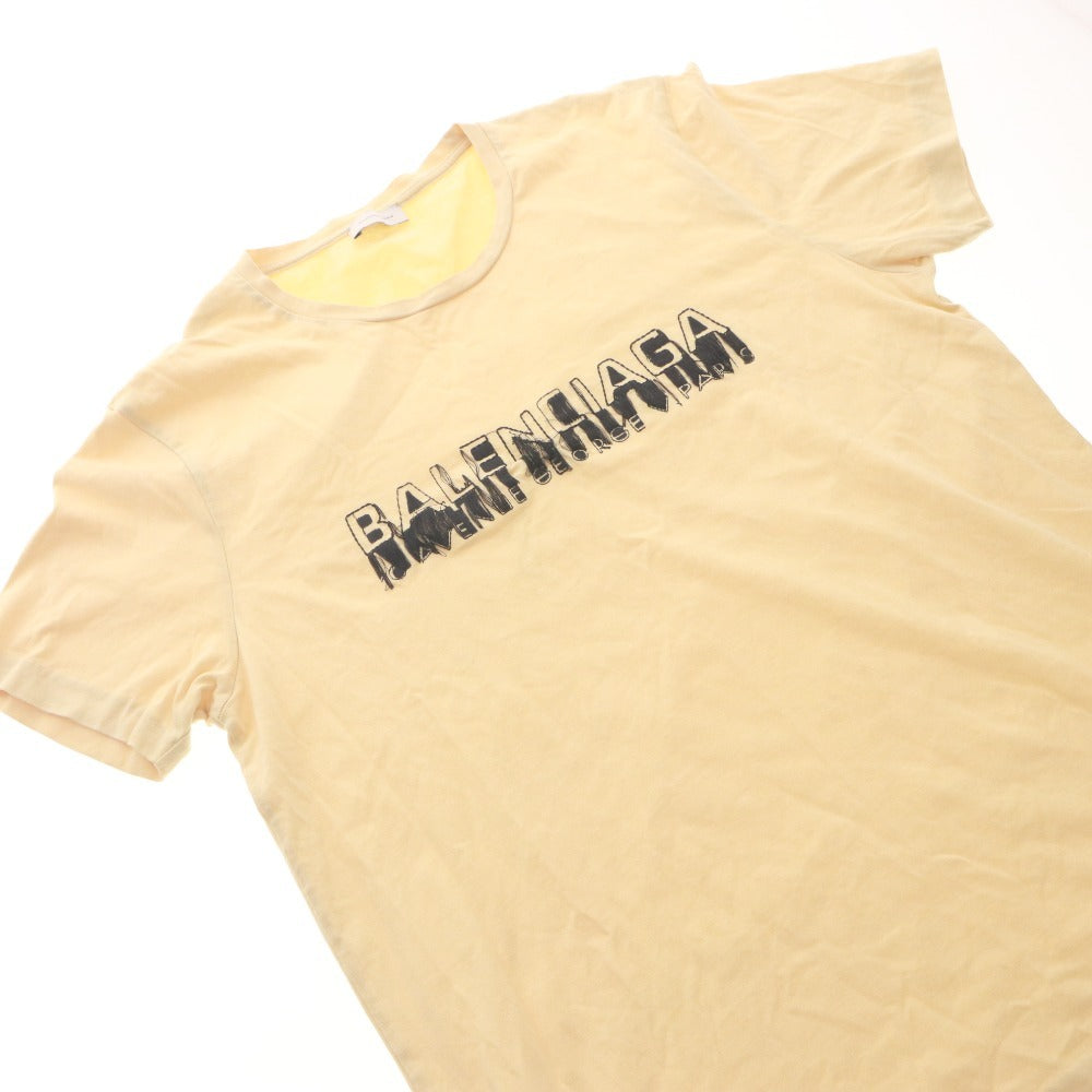 ■ BALENCIAGA バレンシアガ Tシャツ トップス 半袖 丸首 ロゴ 無地 メンズ レディース オレンジ系 イエロー系