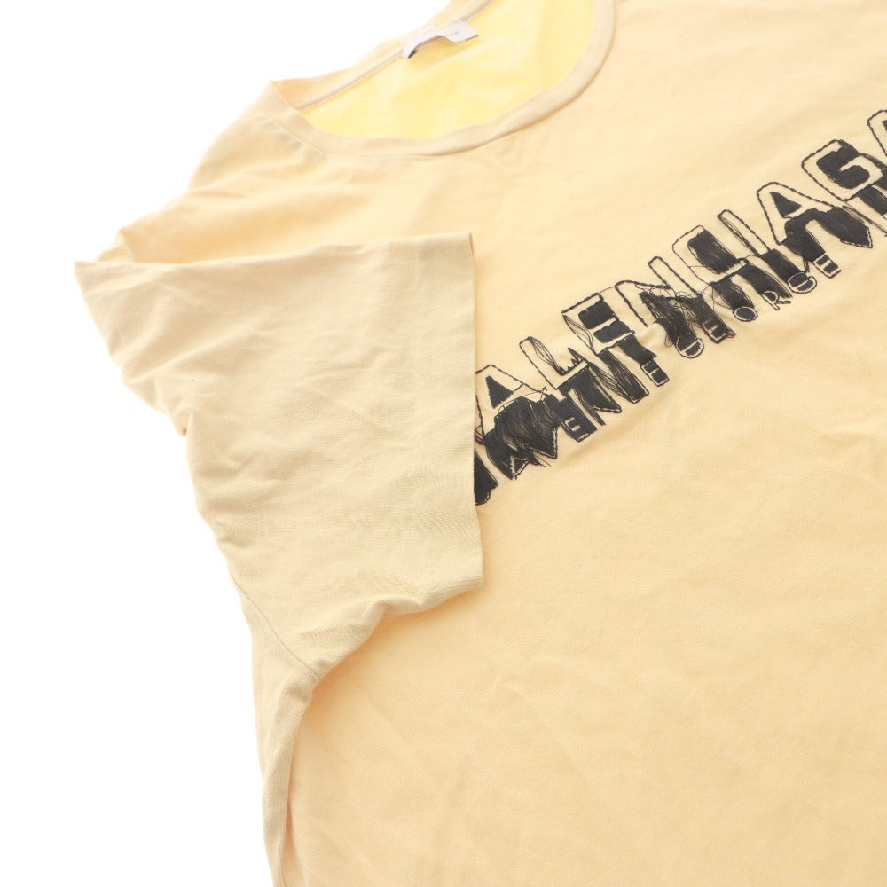 ■ BALENCIAGA バレンシアガ Tシャツ トップス 半袖 丸首 ロゴ 無地 メンズ レディース オレンジ系 イエロー系