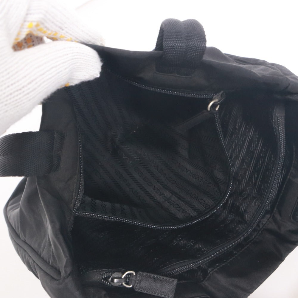 ■ PRADA プラダ トートバッグ ハンドバッグ 鞄 ファスナー ポケット 無地 ロゴ ナイロン メンズ ブラック カード付
