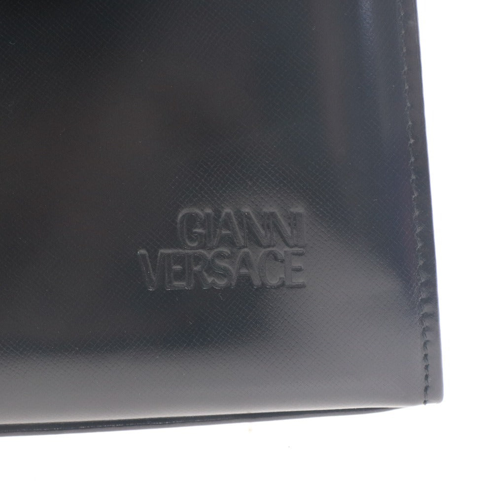 ■ GIANNI VERSACE ジャンニヴェルサーチ ハンドバッグ 鞄 ファスナー ポケット ゴールド金具 レディース ブラック 袋付き