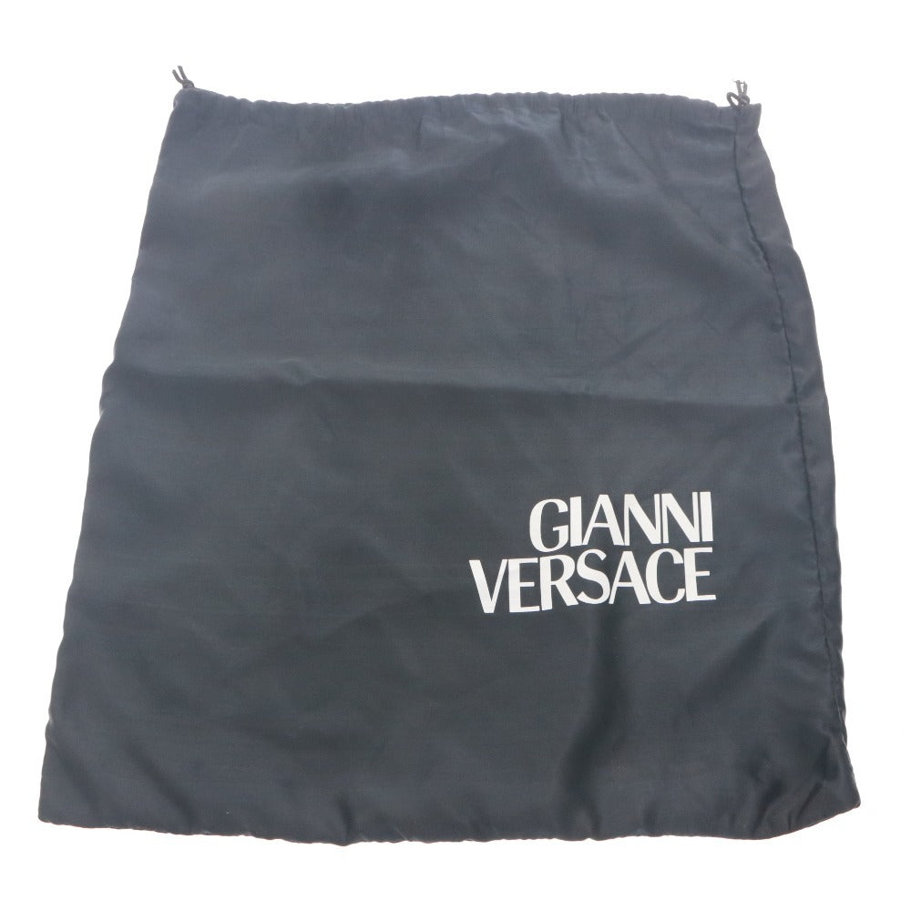 ■ GIANNI VERSACE ジャンニヴェルサーチ ハンドバッグ 鞄 ファスナー ポケット ゴールド金具 レディース ブラック 袋付き