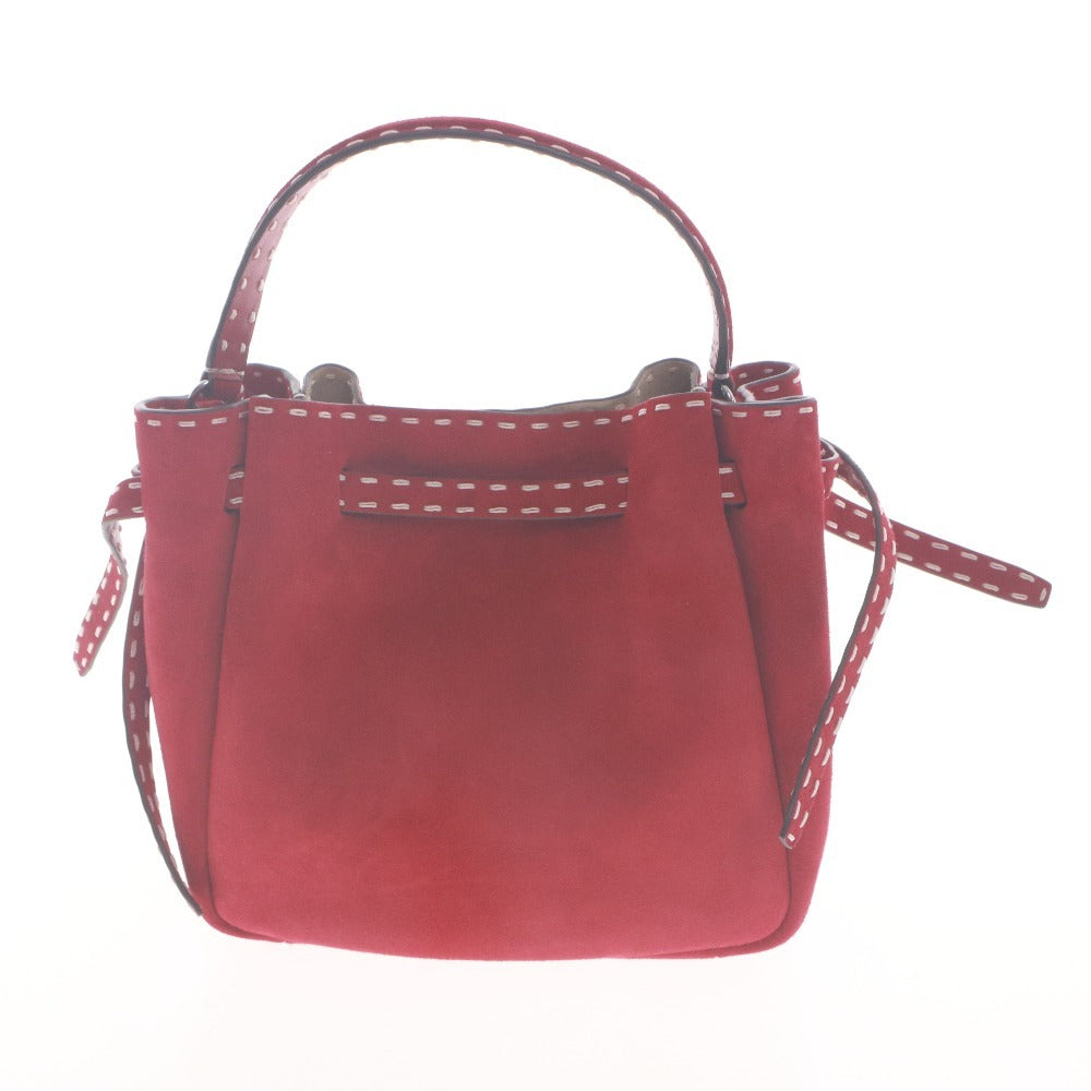 ■ TORY BURCH ハンドバッグ ショルダー付き 2way 鞄 ロミー スエード ピックステッチ バケット レディース レッド赤 袋,タグ付き