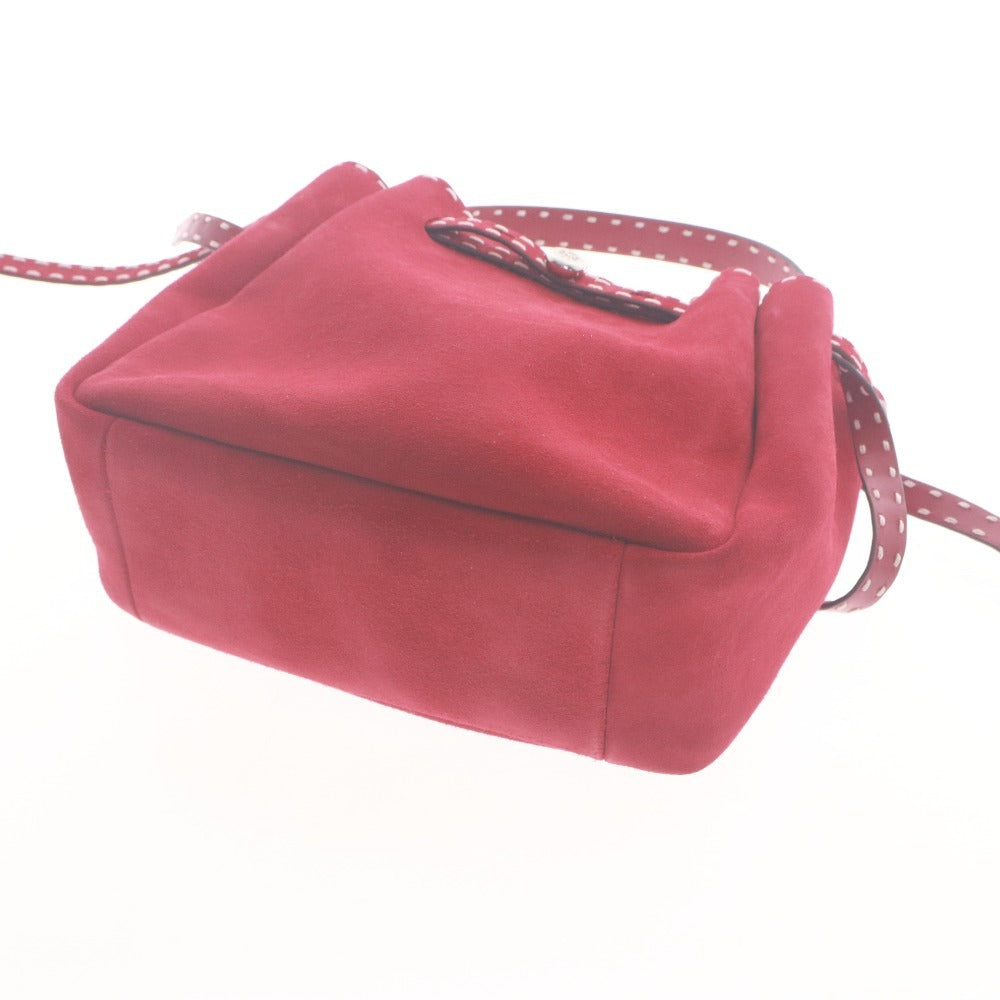 ■ TORY BURCH ハンドバッグ ショルダー付き 2way 鞄 ロミー スエード ピックステッチ バケット レディース レッド赤 袋,タグ付き