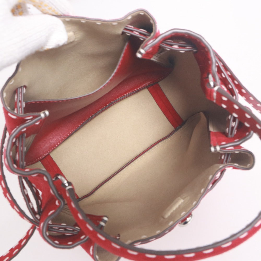 ■ TORY BURCH ハンドバッグ ショルダー付き 2way 鞄 ロミー スエード ピックステッチ バケット レディース レッド赤 袋,タグ付き