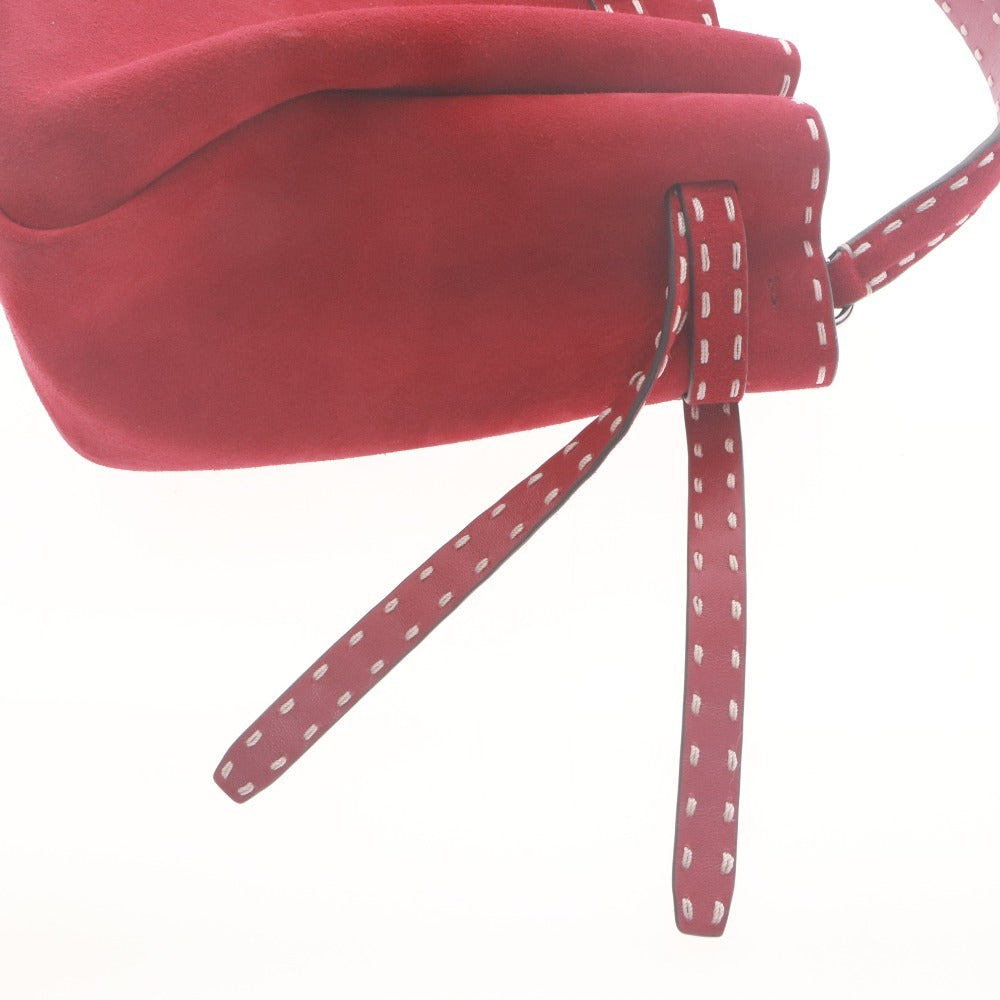 ■ TORY BURCH ハンドバッグ ショルダー付き 2way 鞄 ロミー スエード ピックステッチ バケット レディース レッド赤 袋,タグ付き