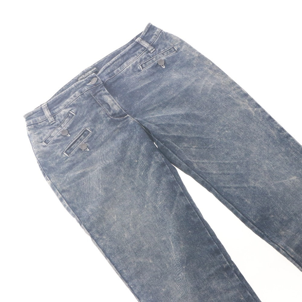 ■ Dolce & Gabbana ドルチェ&ガッバーナ デニムパンツ ジーンズ ケミカルウォッシュ イタリア レディース 40(M相当) ネイビー系 グレー系