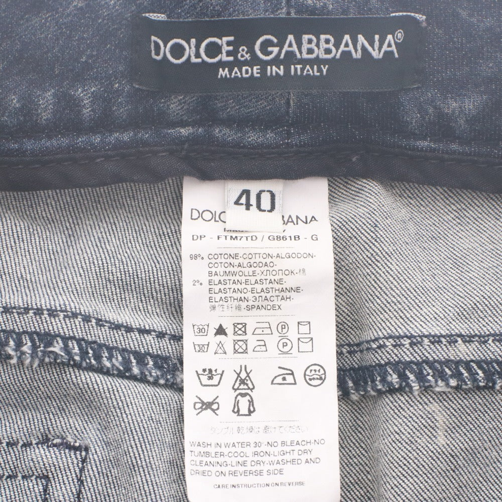 ■ Dolce & Gabbana ドルチェ&ガッバーナ デニムパンツ ジーンズ ケミカルウォッシュ イタリア レディース 40(M相当) ネイビー系 グレー系