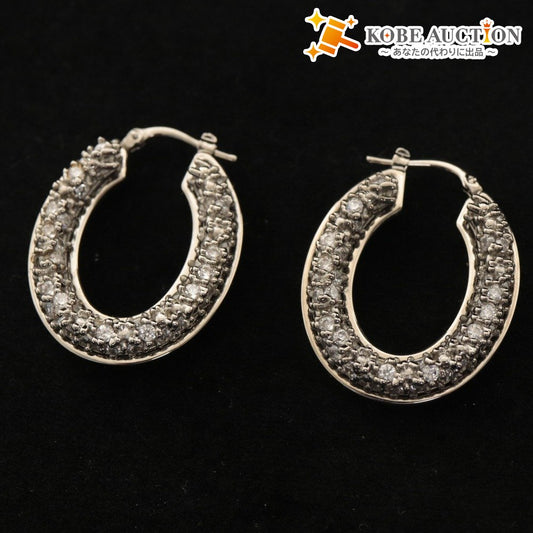 ■ ジルサンダー フープピアス J56VG0010 アクセサリー ロゴ刻印 レディース 約21g シルバー 付属品付き