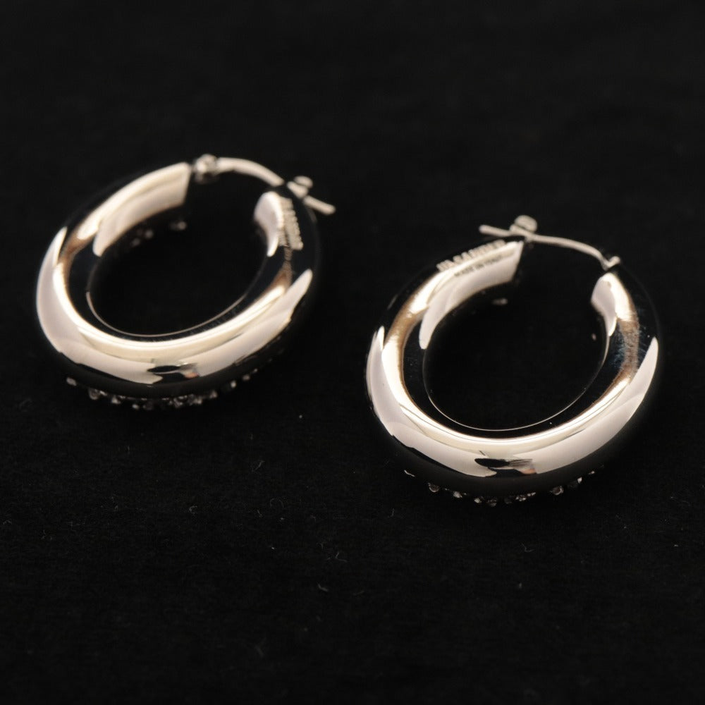 ■ Jil Sander Hoop Earrings J56VG0010 Accessories Logo Engraved Women's Approx. 21g Silver With accessories