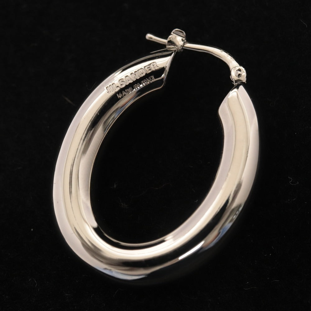 ■ Jil Sander Hoop Earrings J56VG0010 Accessories Logo Engraved Women's Approx. 21g Silver With accessories